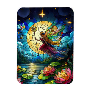 Stained Glass Moonlight Flight Fairy Magnet