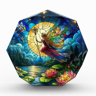 Stained Glass Moonlight Flight Fairy Photo Block