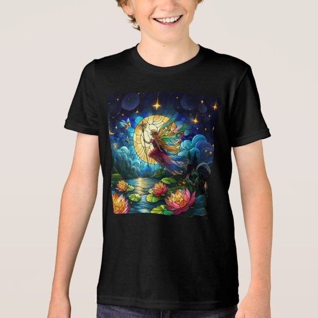 Stained Glass Moonlight Flight Fairy  Tri-Blend Shirt (Front)