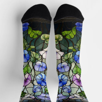 Stained glass morning glories socks