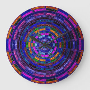 Stained Glass Mosaic Abstract #3 Large Clock