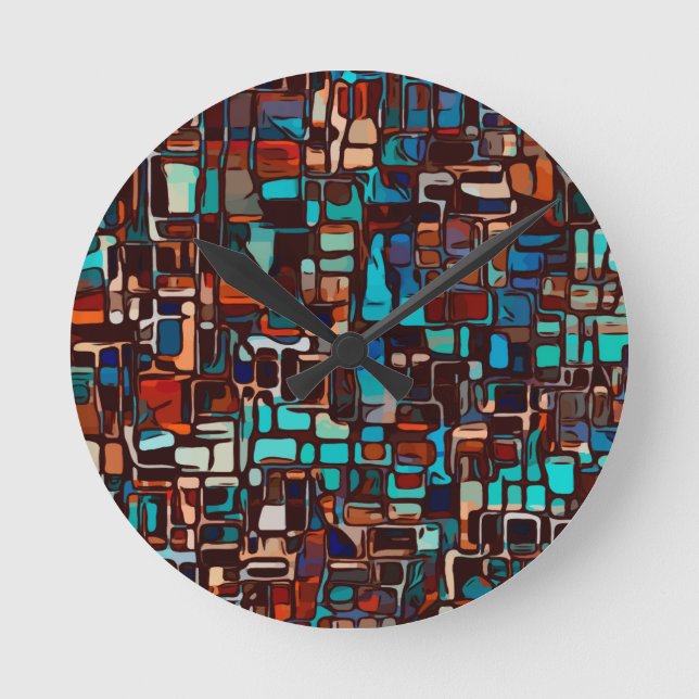 stained glass mosaic abstract round clock (Front)