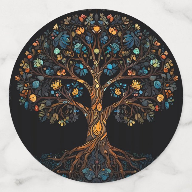 Stained Glass Mosaic Colourful Tree Confetti (Large Back)