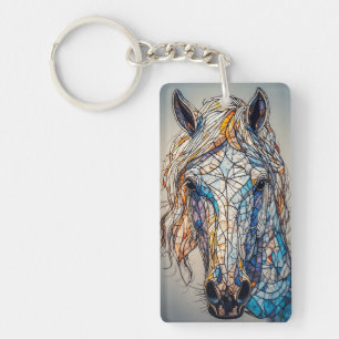 Stained Glass Mosaic Horse Artwork Key Ring