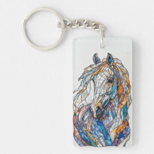 Stained Glass Mosaic Horse Artwork Key Ring