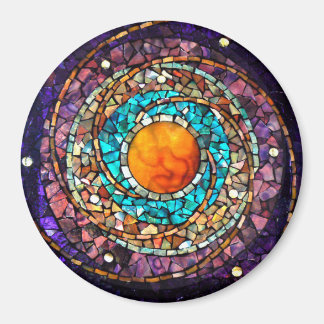 Stained Glass Mosaic Magnet "Celestial Clockwork"