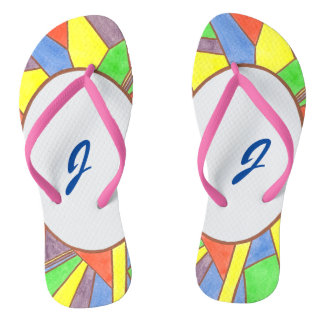 Stained Glass Mosaic Monogram FlipFlops