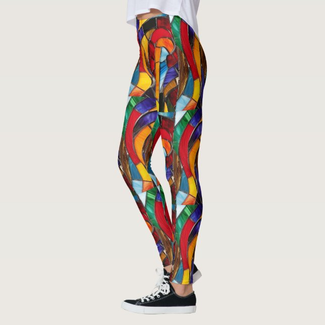 Stained Glass Mosaic Pop Fashion Leggings (Left)