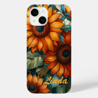 Stained Glass Mosaic Sunflowers Floral Case-Mate iPhone 14 Case