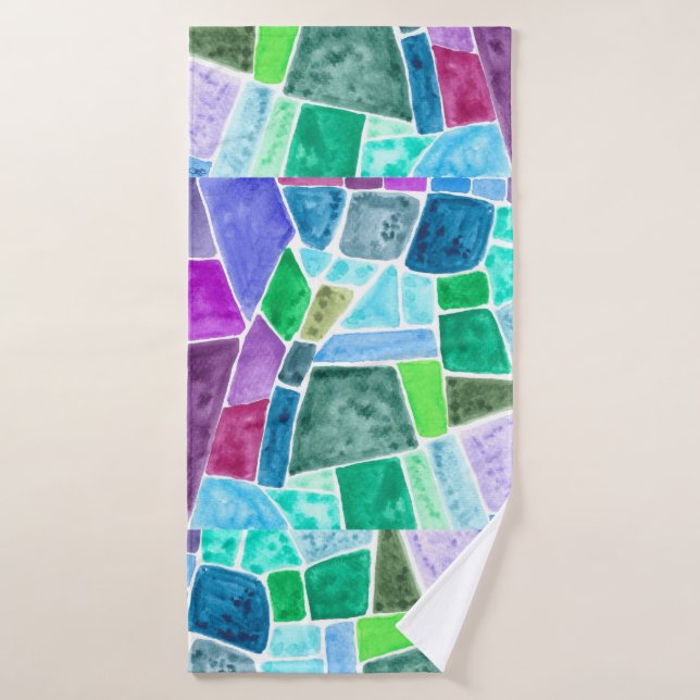 Stained Glass Mosaic Tile Art Bath Towel (Bath Towel)