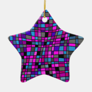 Stained Glass Mosaic Tiles in Purple Hues Ceramic Tree Decoration