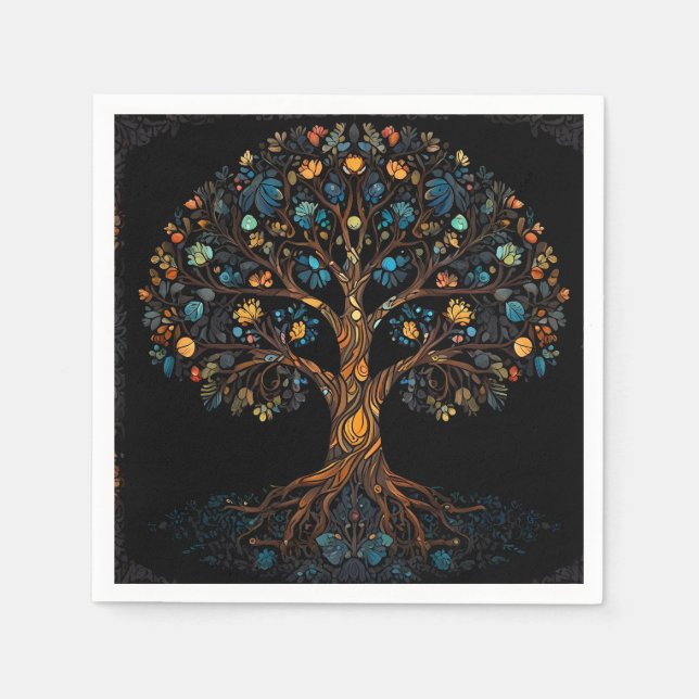 Stained Glass Mosaic Tree Napkin (Front)