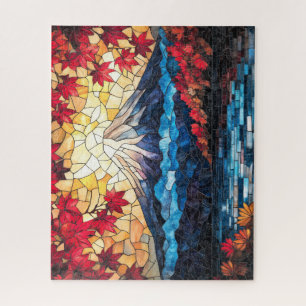 Stained Glass Mount Fuji – Japanese Art Jigsaw Puz Puzzle
