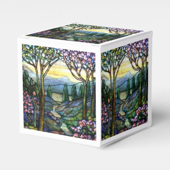 Stained Glass Mountains and Stream Favour Box (Front Side)