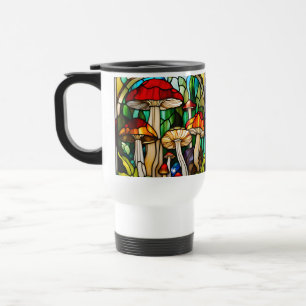 Stained Glass Mushroom Art Travel Mug