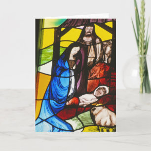 Stained-glass nativity card