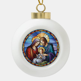 Stained Glass Nativity Christmas Ceramic Ball Christmas Ornament