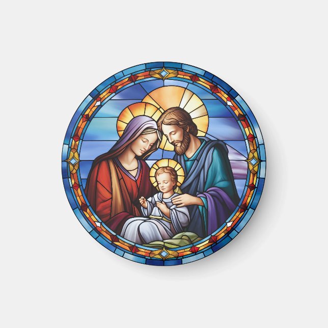  Stained Glass Nativity Christmas Magnet (Front)