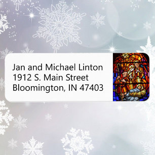 Stained Glass Nativity Christmas Return Address