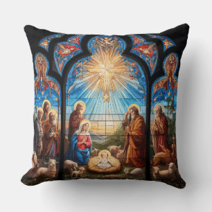 Stained Glass Nativity  Cushion