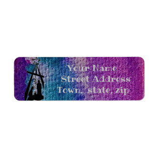 Stained Glass Nativity Label