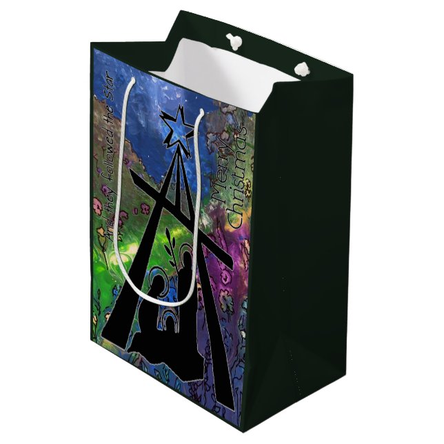 Stained Glass Nativity Scene Gift Bag (Front Angled)