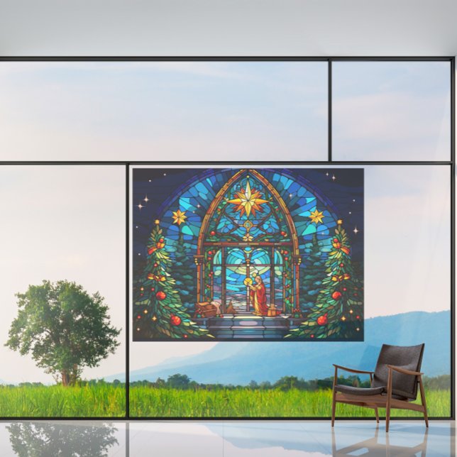 Stained Glass Nativity Scene Xmas Church Art Window Cling (Creator Uploaded)