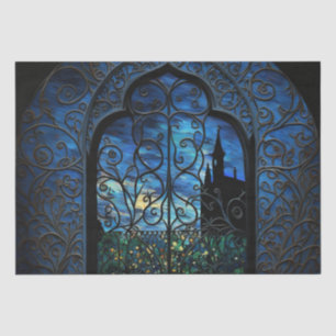 Stained Glass Night Digital Art Village Tissue Paper