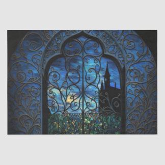 Stained Glass Night Digital Art Village Tissue Paper