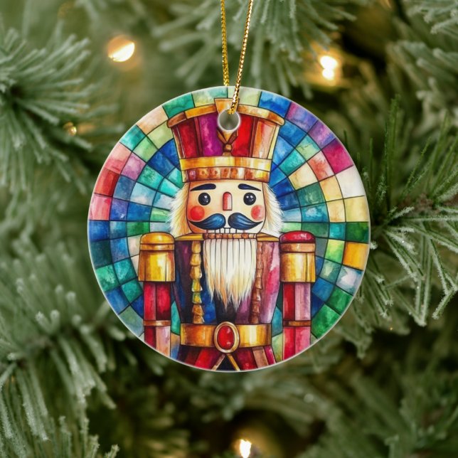Stained Glass Nutcracker Personalized Christmas Ceramic Tree Decoration (Tree)