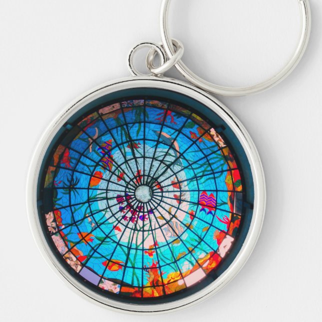 Stained glass ocean key ring (Front)