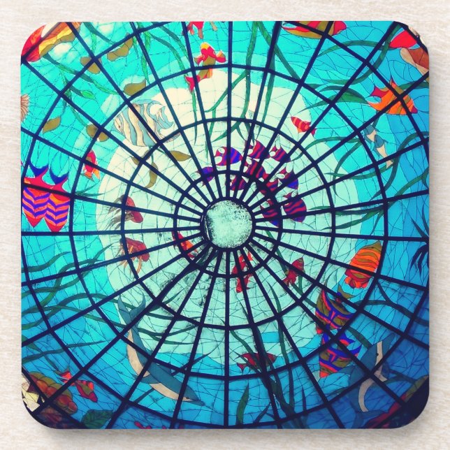 Stained glass ocean tropical fish coaster (Front)
