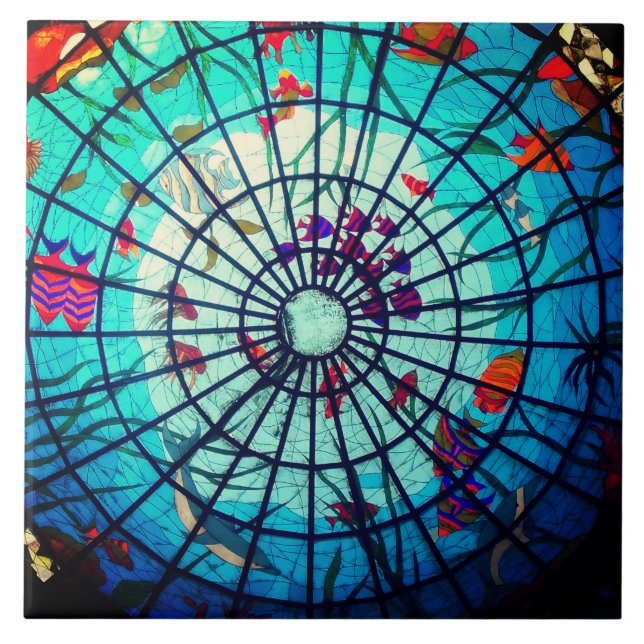 Stained glass ocean tropical fish tile (Front)