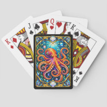Stained Glass Octopus Playing Cards