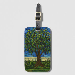 Stained Glass Olive Tree Luggage Tag – Nature Art