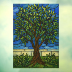 Stained Glass Olive Tree Nature Art Eco Gift Window Cling