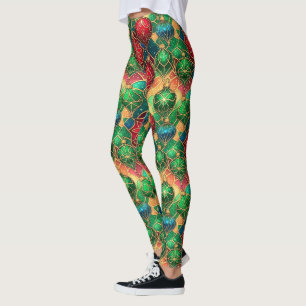 Stained Glass Ornament Christmas Leggings