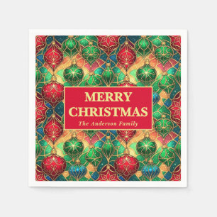 Stained Glass Ornament Christmas Napkin