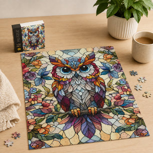 Stained Glass Owl Art Jigsaw Puzzle