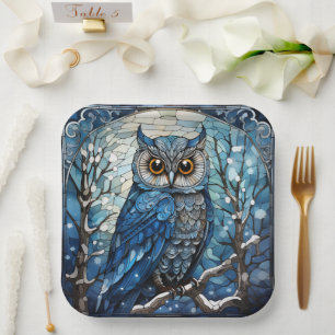 Stained Glass Owl Paper Plate
