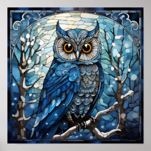 Stained Glass Owl Poster