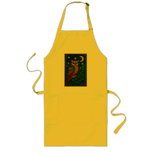 Stained Glass Owl Under the Moon and Stars Long Apron