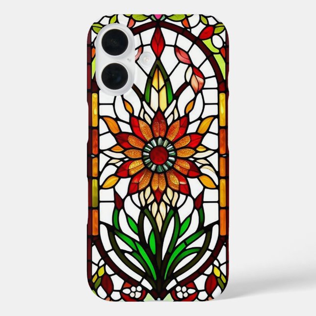Stained Glass Panel with Vibrant Flower Case-Mate iPhone Case (Back)