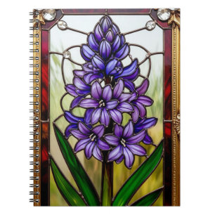 Stained Glass Panel with Vibrant Flower Notebook
