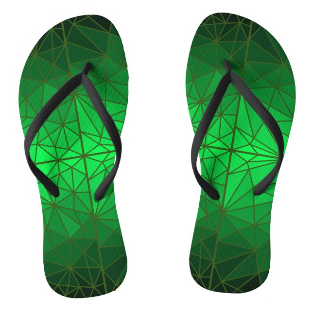Stained glass pattern 01.Green.DGreen Line BG Flip Flops (Footbed)