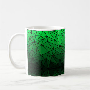Stained glass pattern 02.Green.Black Line BG Coffee Mug