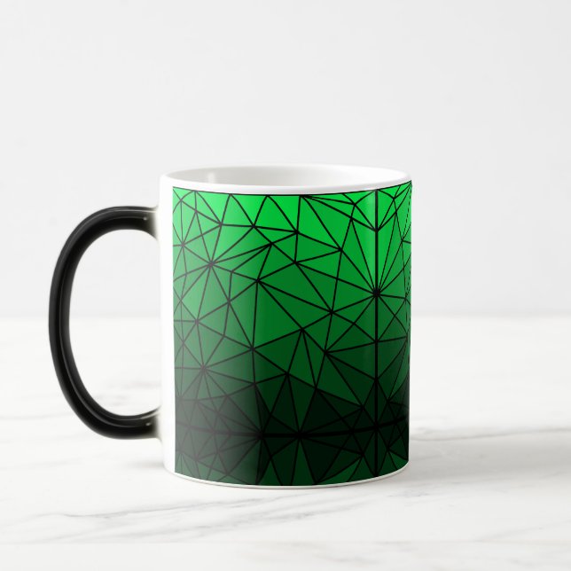 Stained glass pattern 02.Green.Black Line BG Magic Mug (Left)