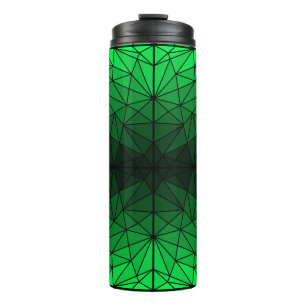 Stained glass pattern 02.Green.Black Line BG Thermal Tumbler