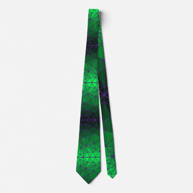 Stained glass pattern 02.Green.Dpurple Line BG Tie (Front)
