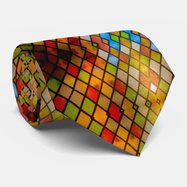 Stained Glass Pattern Church Tie (Rolled)
